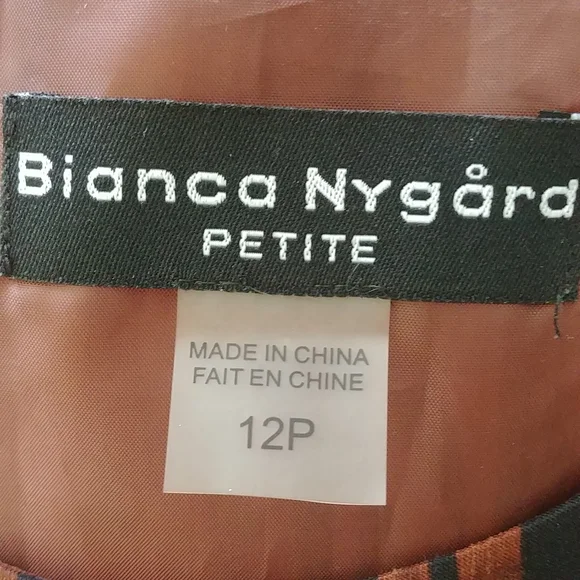 "BIANCA NYGARD" SIZE 12P DRESS, 100% Polyester with zipper on left side - Picture 7 of 9